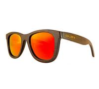 Okulars® Dark Bamboo - Occhiali da Sole in Legno di Bambù Naturale Uomo e Donna, Fatti a Mano - Taglia Unica - Lenti Polarizzate - Protezione UV400 - Cat.3 (Rosso)