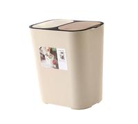 OKUMEYR 1pezzi Contenitore Per Rifiuti Doppio Scomparto Design Classificato Per Umido e Secco Bidone Della Spazzatura Versatile Plastica Beige Per Casa e Ufficio