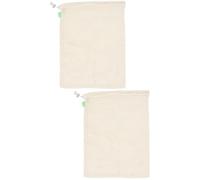 OKUMEYR 2 Pezzi Borsa Riutilizzabile in Rete Di Cotone Per Verdura E Frutta Borsa Con Coulisse Per Prodotti 25x30cm Per Alimenti Con Coulisse Dal Design Organico