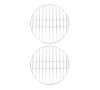 OKUMEYR 2 Pezzi Griglia Rotonda in Acciaio Inox per Alette di Pollo e Pizza | Supporto Barbecue Argento, Leggero e Pratico da Trasportare, Uso Outdoor