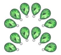 OKUMEYR 20 Pezzi Pendenti a Goccia in Vetro e Lega di Zinco Verdi, Resistenti All'usura e Dalla Lucentezza Duratura, per Collane e Braccialetti Fai da Te