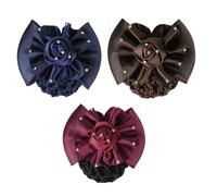 OKUMEYR 3 Pezzi Hair Net con Fiore e Rosa, Accessori per Capelli per Donna, Clip per Chignon, per Commessa di Ristorante e Occasioni Formali