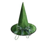 OKUMEYR Cappello da Strega Verde a Punta Alto e Curvo Non Tessuto Filo di Acciaio, Accessorio Versatile e Comodo per Feste di Halloween e Party a Tema