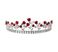 OKUMEYR Coroncina Sposa Rossa in Metallo a Forma di Fiore Barocca Elegante e Romantica, Accessorio Chioma per Sposa Donna, Comoda da Indossare per Feste e Celebrazioni Prematrimoniali