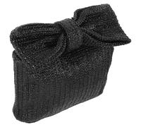 OKUMEYR Elegante Clutch Donna Cerimonia Fiocco in Poliestere Nero, Borsa da Chic e Classica per Banchetto e Festa Serale