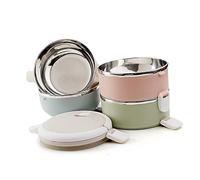 OKUMEYR Lunch Box Isolante in Acciaio Inossidabile Alimentare Portavivande Rimovibile e Impilabile Contenitore Ermetico per Pranzo Ufficio Scuola Colore Casuale Colore Casuale