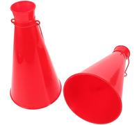 OKUMEYR Megafono da Festa in Plastica Rosso 2 Pezzi, Corno Sportivo per Tifo e Celebrazioni, Giocattolo Rumoroso Leggero e Portatile per Eventi Sportivi e Feste