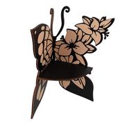 OKUMEYR Mensola ad Angolo da Muro in Legno a Forma di Farfalla Installazione a Parete per Camera da Letto, Scaffale Decorativo e Porta Candele Nero