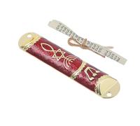 OKUMEYR Mezuzah e Superficie Liscia in Lega di Zinco Rossa con Pergamena e Design a 2 Fori per Porta Casa, Arrotondato per Decorazione Ebraica Sacra