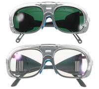 OKUMEYR Occhiali di Sicurezza per Saldatura Ribaltabili Professionali, Protezioni gli Occhi Anti-luce Doppio Strato, Set 2 Pezzi per Saldatura Elettrica e Lavori Industriali