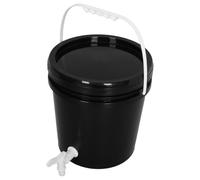 OKUMEYR Secchio da 10 Litri e Rubinetto a Flusso Controllato di Plastica Nero con Coperchio Ermetico Resistente a Sporco e Collasso, per Animali da Fattoria e Uso Esterno
