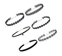 OKUMEYR Set 6pezzi Collane Vintage Choker in Pizzo Nero Facile da Indossare per Donna e Ragazza per Occasioni Speciali