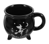 OKUMEYR Tazza e Versatile con Manico Grande, Design Elegante in Ceramica a Forma di Calderone Nero da 450ml come Regalo di Halloween per Casa e Caffè