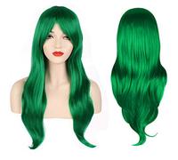 OKVGO Parrucca da donna da 70 cm, alla moda e naturale, mossa, effetto pieno, lunga e riccia, per feste, cosplay e costumi di Halloween, colore: verde