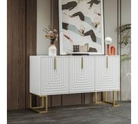 okwish cassettiera Credenza moderna a 3 ante con ripiani regolabili cassettiera, nero/bianco/blu navy 138*40*80,5 cm