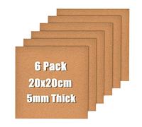 Okydoky Bacheca autoadesiva in sughero, spessore 5 mm, per pareti, bacheca per ufficio, casa, scuola (5 mm di spessore, 20 x 20 cm, 6P)