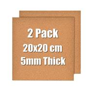 Okydoky Borad in sughero autoadesivo, spessore 5 mm, per pareti, bacheca di sughero, piastrelle in sughero, per ufficio, casa, scuola (5 mm di spessore, 20 x 20 cm 2P)