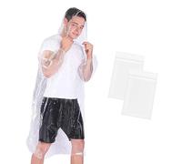 Okydoky Poncho impermeabile, impermeabile, usa e getta, con coulisse, cappuccio e polsino elastico, impermeabile, leggero, trasparente, Trasparente, 2 pezzi, 16