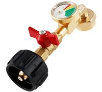 OKYMOTOR Adattatore di ricarica propano aggiornato con indicatore del serbatoio, adattatore di ricarica del propano del convertitore da 9,1 kg a 0,5 kg, adattatore di ricarica del serbatoio di propano