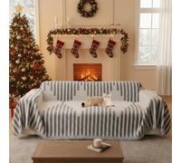 OKYUK - Copridivano in ciniglia boho, per 2-/3-/4-posti e divano angolare, lavabile, design con nappine, adatto agli animali domestici, traspirante, multiuso per tutto l'anno, protezione per mobili