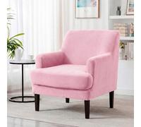 OKYUK Coprisedia per poltrona, 2 pezzi, copertura per sedia da banchetto con fodera per cuscino per soggiorno, protezione elasticizzata per mobili per bambini e animali domestici (rosa)