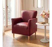 OKYUK Coprisedia per poltrona da banchetto, in ecopelle elasticizzata, con finitura screpolata, con braccioli, 1 pezzo, morbida, antiscivolo, adatta ai bambini, colore: rosso vino