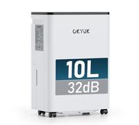 OKYUK Deumidificatore Casa Muffa 10 L, deumidificatore bagno, deumidificatore casa 2.5L, 30 m², con spegnimento automatico Timing 24H, ideale per camper, bagno, camera da letto, cantina (10L Bianco)