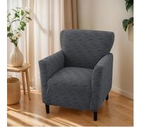 OKYUK Fodera per poltrona da banchetto, con stampa, con braccioli, 1 pezzo, elasticizzato, antiscivolo, morbida, per bambini e animali domestici (grigio scuro a quadretti)