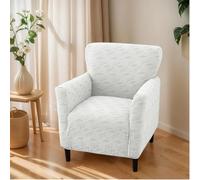 OKYUK Fodera per poltrona da banchetto stampata con braccioli 1 pezzo, fodera per sedia estensibile per soggiorno, antiscivolo e morbida, adatta per bambini e animali domestici (quadri bianchi)