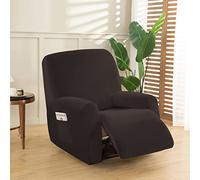 OKYUK Rivestimento per poltrona relax elasticizzato, 4 pezzi, antiscivolo, High Stretch con fondo elastico (marrone)