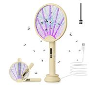 OKYUK Scacciamosche elettrico 3 in 1, pieghevole, 3500 V, extra forte, per zanzare, mosche, tarme, con spazzola (giallo)