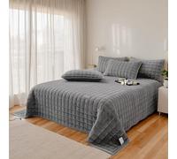 OKYUK Set di biancheria da letto lussuosa in velluto, trapuntato, per letto king size, 2 federe abbiate, per tutte le stagioni (colore: grigio scuro, 230 x 250 cm)