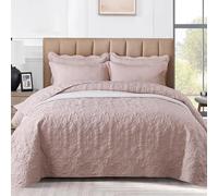 OKYUK Set di biancheria da letto matrimoniale, 3 pezzi, con copriletto trapuntato, oversize, in microfibra leggera, con federe, reversibile, stampato, per tutte le stagioni, 220 x 240 cm (sabbia