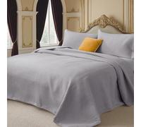 OKYUK Set di biancheria da letto matrimoniale, 3 pezzi, con copriletto trapuntato, oversize, in microfibra, leggero, con federe, reversibile, stampato, per tutte le stagioni (grigio star, 220x240cm