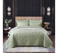 OKYUK Set di biancheria da letto matrimoniale, 3 pezzi, con copriletto trapuntato, oversize, in microfibra leggera, con federe, reversibile, stampato, per tutte le stagioni, 220 x 240 cm (verde, 220 x