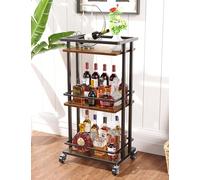 OKZEST Carrello da bar a 3 livelli per casa e festeggiamenti, mini bar per liquori e vino, bevande, cene, utilità, cucina
