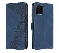 OKZone Cover per Vivo Y15S 2021/Y10/Y15A/Y01, Custodia in PU Pelle per Vivo Y15S 2021/Y10/Y15A/Y01, Custodia a Libro Folio Portafoglio con Magnetica e Slot per Carte Wallet Case Flip Cover (Blu)