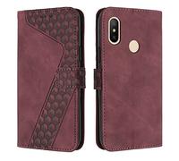 OKZone Cover per Xiaomi Mi 6X/Mi A2, Custodia in PU Pelle per Xiaomi Mi 6X/Mi A2, Custodia a Libro Protettiva Folio Portafoglio con Chiusura Magnetica e Slot per Carte Wallet Case Flip Cover (Rosso)