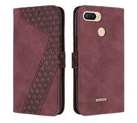 OKZone Cover per Xiaomi Redmi 6/6A, Custodia in PU Pelle per Xiaomi Redmi 6/6A, Custodia a Libro Protettiva Folio Portafoglio con Chiusura Magnetica e Slot per Carte Wallet Case Flip Cover (Rosso)