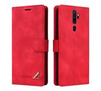 OKZone Custodia per OPPO A9 2020/A5 2020/A11X/A11, Custodia Protettiva Antiurto per Portafoglio, Porta per Carte con Patta in Pelle PU Cover per Telefono per OPPO A9 2020/A5 2020/A11X/A11 (Rosso)