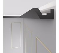 OL-2 Metri - Nero Listini di Stucco LED per Indiretta Illuminazione Soffitto