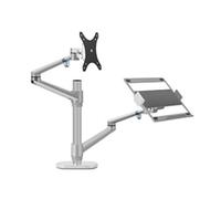 OL-3L Alluminio Argento Ergonomia Supporto da scrivania for laptop da 10"-17" Staffa da tavolo for monitor da 32" Supporto for computer Barra a colonna a movimento completo(Silver)