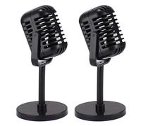 Oladfiop 2 X Vintage Microfono Supporto, microfono in plastica, microfono retrò per costumi e giochi di ruolo, antico microfono palcoscenico