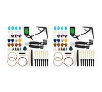 Oladfiop Set di accessori per chitarra, 130 pezzi, con corde per chitarra, dispositivo di bloccaggio, capo, picchetti, supporto per pick up, picchetti per per pollice, penne Brucken