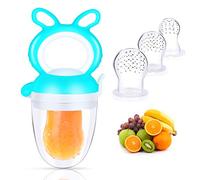 Oladwolf Ciuccio Frutta Neonati, Ciuccio per Alimenti Silicone da 3 Mesi, Tettarella per Bambini Senza BPA con Tettarella Sostitutiva in 3 Taglie per Frutta, Alimenti Complementari(Blu)