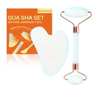 Olaemuo Jade Gua Sha e rullo viso, in vera giada Gua-Sha, set di strumenti per il viso per ridurre il gonfiore, strumento guasha per alleviare la tensione del collo, massaggiatore di bellezza SinkCare