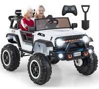 Olakids - Auto 24 V, 2WD/4WD commutabile 2 posti per bambini con sedile largo 20 pollici, ruote di potenza 4 x 550 W, telecomando, freno morbido, luce LED, musica (avorio)
