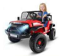 OLAKIDS Auto da 24 V con telecomando, Bluetooth, luci LED, clacson, sospensione a molla, velocità alta/bassa, avvio graduale, per bambini dai 3 anni in su (rosso)