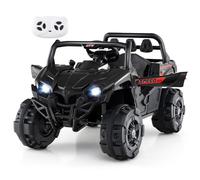 OLAKIDS UTV - Veicoli elettrici da 12 V, alimentato a batteria, fuoristrada, per bambini, con telecomando, musica, clacson, MP3, luci, 3 velocità, avvio graduale, camion per ragazzi e ragazze (nero)