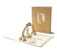 Olakin 3D Pop-Up Biglietto d'Auguri Matrimonio, Romantico Invito a Nozze Biglietti D'auguri All'aperto Nozze Carta, Biglietto d'Auguri Matrimonio Nozze Anniversari Biglietto(Oro)